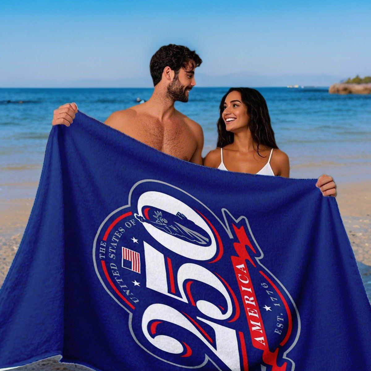 Lang Pattong White America 250Th Anniversary Quick Dry Beach Towel Single Sided 2D Print Soft Microfiber Beach Towel Pool Beach Swim Patriotic Gift