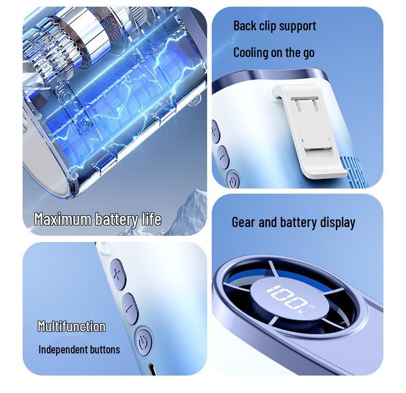 Cross-Border Ice Pack Cooling Waist and Neck Hanging Fan: Mini Handheld High-Speed Electric Fan for Outdoor Use