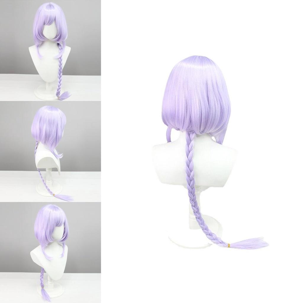 Genshin Impact Qiqi Zombie Cosplay Wig Long Purple Hair Halloween Party Prop