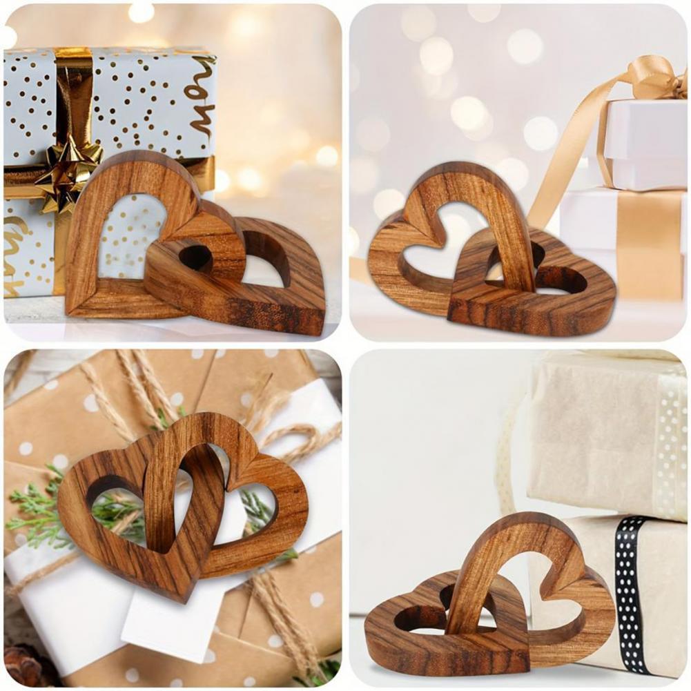 Adorno de Corazón de Madera Corazones Entrelazados Regalo Conmemorativo de Amor Corazón Interconectado Recuerdo para Parejas para Aniversario Día de San Valentín G