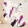 Women Plus Size Two Piece Set Square Neck Short Sleeve Tie Waist Flared Dress And Mid Sleeve Printed Cardigan Blue Gold