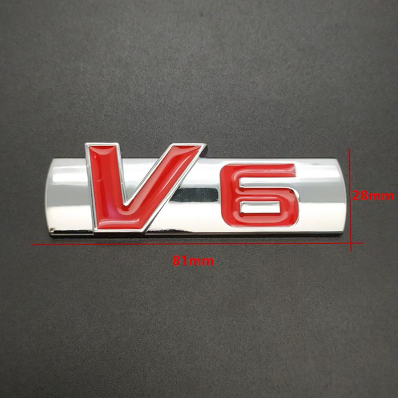 ZZTZZ 3D Metall V6 Motor Display Bilklistermärke Emblem Märke V6 Emblem 3D Märke Lastbilsnamnskylt Klistermärke Dekal Ersättning