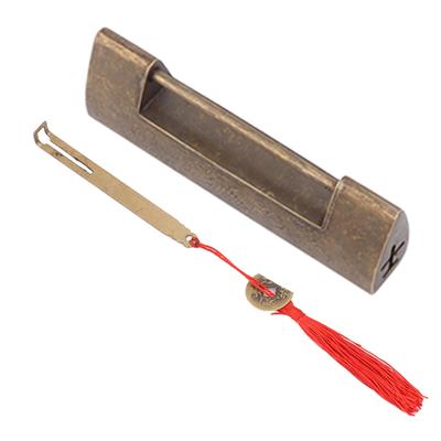 Cerradura Estilo Antiguo Espaciamiento 5.9cm Cerradura de Pez Auspicioso Cerraduras Chinas Cerraduras Pequeñas de Latón Antiguo