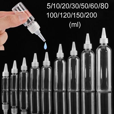 10-200ml Clear Liquids Squeeze Drop Bottle with Screw Lid Plastic Empty Refillable Bottle Oil Liquid Storage Container Wholesale