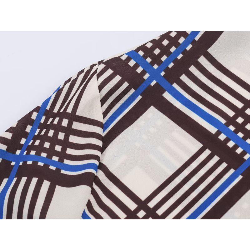2025 Autumn Women's Fashion Plaid High-neck Shirt 9323262