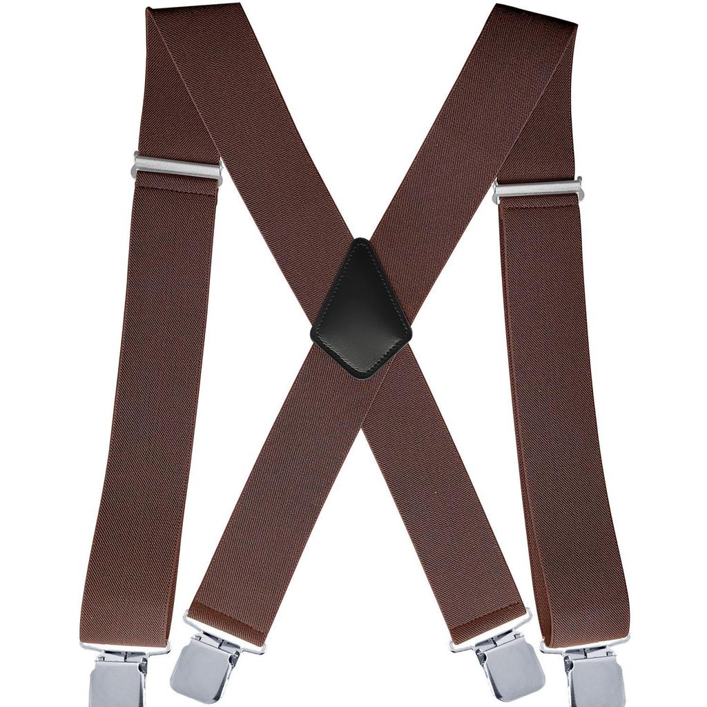 Doucharming Herren 5cm Elastische X-Form Verstellbare Hosenträger mit Metallclips