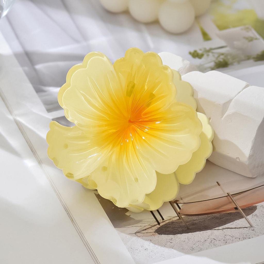 Gradient Flower Acrylic Hair Claw Clip for Women Sweet Hair Claws Crab Clamp Barrettes Hawaiian Headwear Accessories