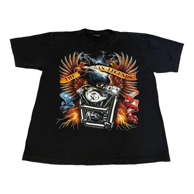 Vintage USA American Legend Eagle T-Shirt XL Motorcycle Double-Sided AOP Black