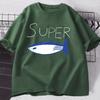 Kpop Korean Jin Super Thunfisch Fisch T-Shirts Mode Vintage Kurzarm T-Shirt Unisex Unisex Kleidung Baumwolle Lässig Übergroßes T-Shirt