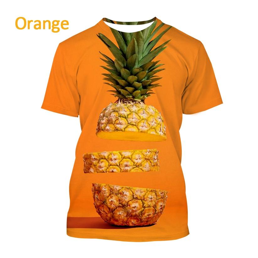 

Summer Round Neck 3D Pineapple Pattern Print Top Fashionable Casual Short Sleeved Men s and Women s Unisex T-shirts 6XL