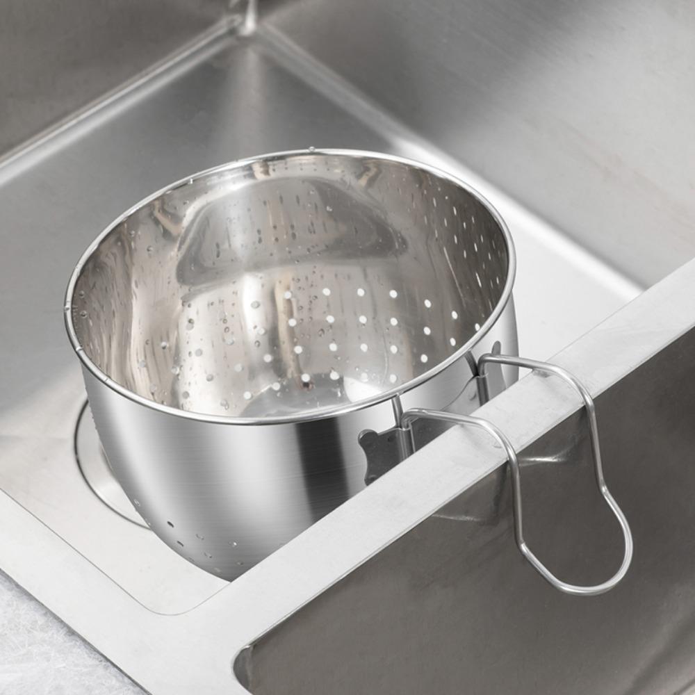 Kitchen Helper Sink Drain Basket Multifunctional Stainless Steel Storage Drying Rack Hanging Type Filter Storage Shelf