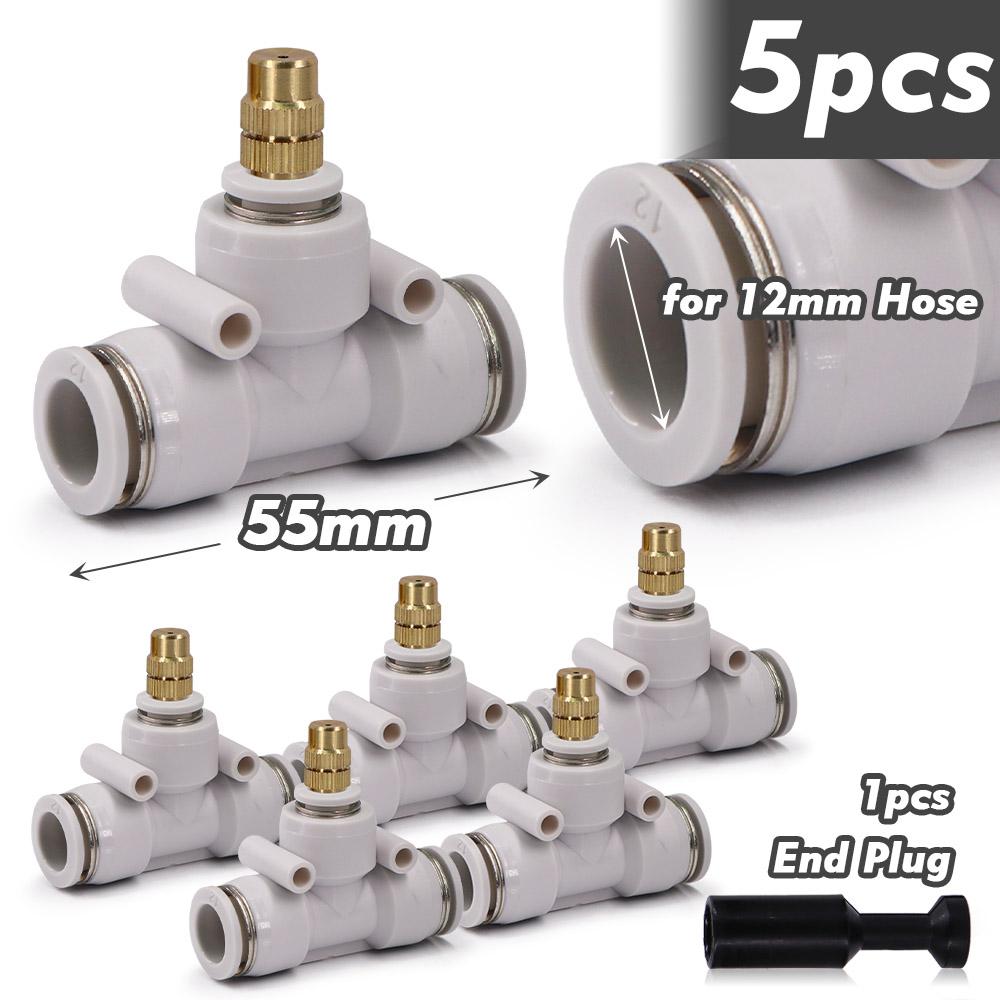 

Adjustable Sprayer Brass Misting Nozzle with Tee Adapter for Garden Irrigation Cooling Watering Atomizer for 6/8/10/12mm PE Hose