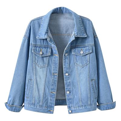 Lässige, einfarbige, langärmlige, verkürzte Jeansjacke für Damen