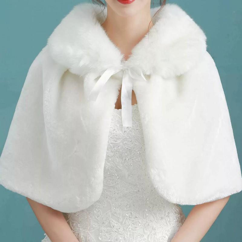 Knitted Woolen Cape Shawl Women Wedding Bridal Outfit Winter Warm Thick Solid Color Poncho