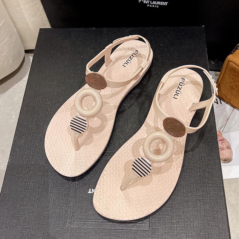 Women's Summer Casual Flat Sandals - Hollow Buckle Soft Bottom Beach Sandals