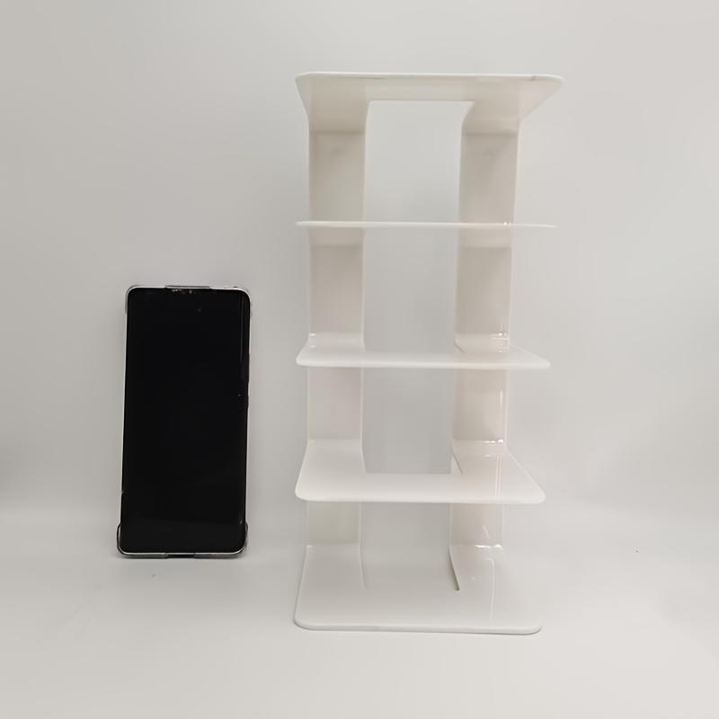 4-Slot Desktop Book Stand Organizer - Durable PP Material, White & Purple, Space-Saving Design for Office, School, or Home Use