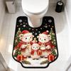 Absorbent Bathroom U-shaped Mat Christmas Theme Bath Mat Fun Toilet Floor Rug  Household