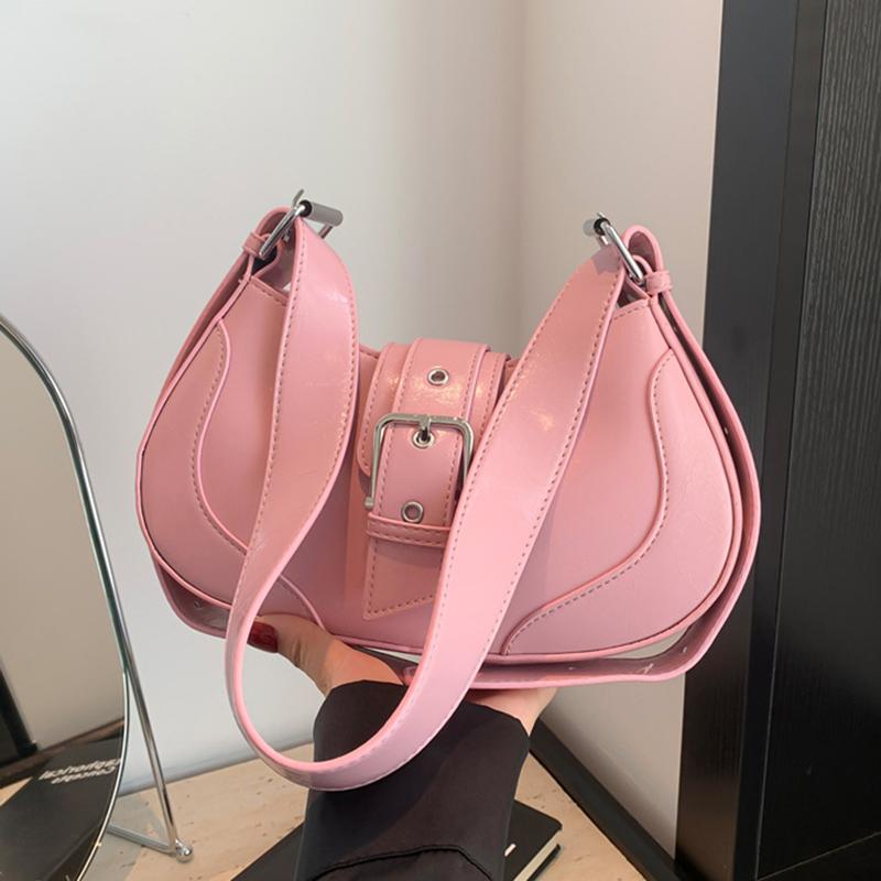 Vintage PU Leather Armpit Bag for Women Shoulder Bag Chic Red Blue Underarm Bag High Quality Solid Classic Handbag