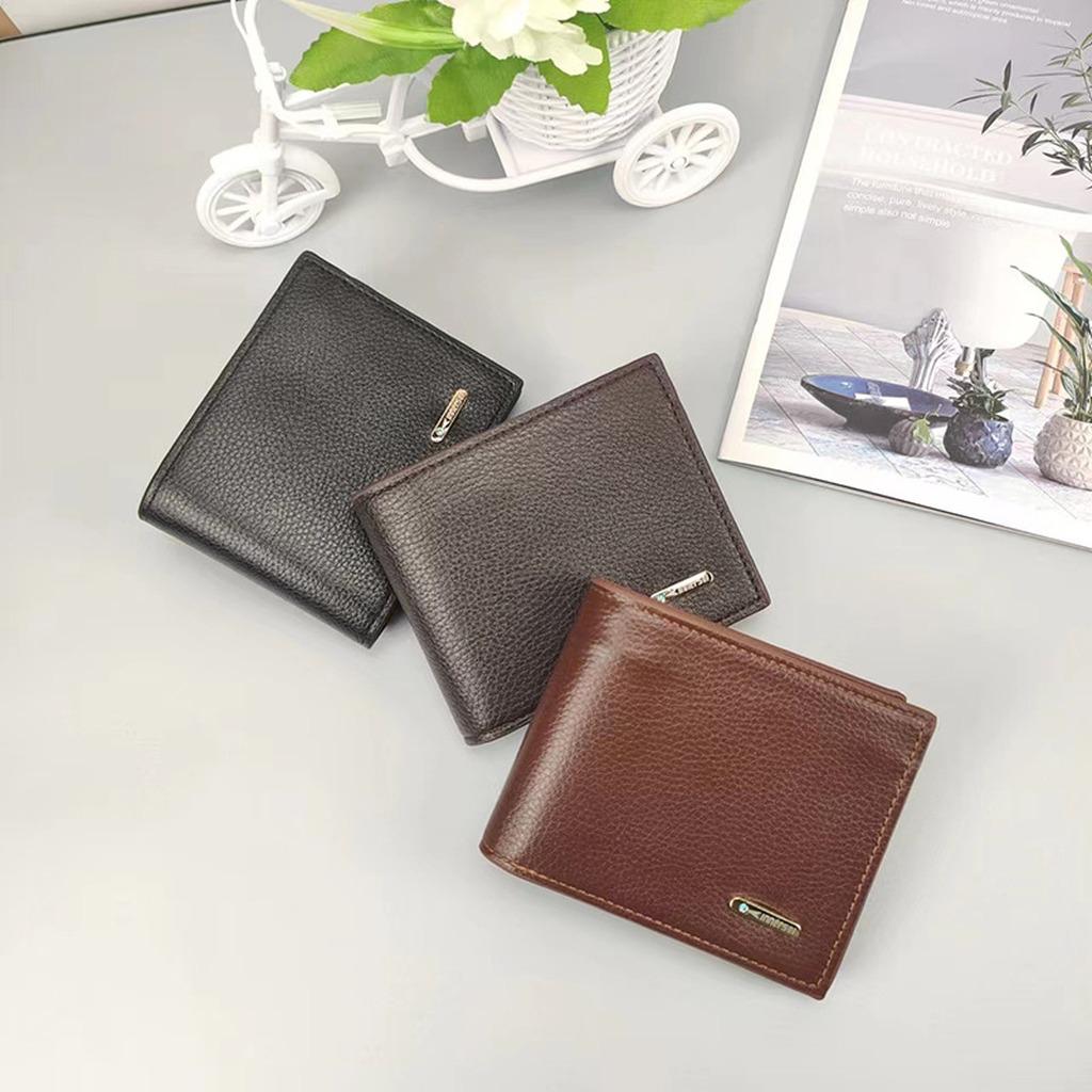 Pu Leather Wallet Multifunctional Short Wallet Minimalist Wallet  For Shopping Business Outings Gifts For Men Money Bag Pouch