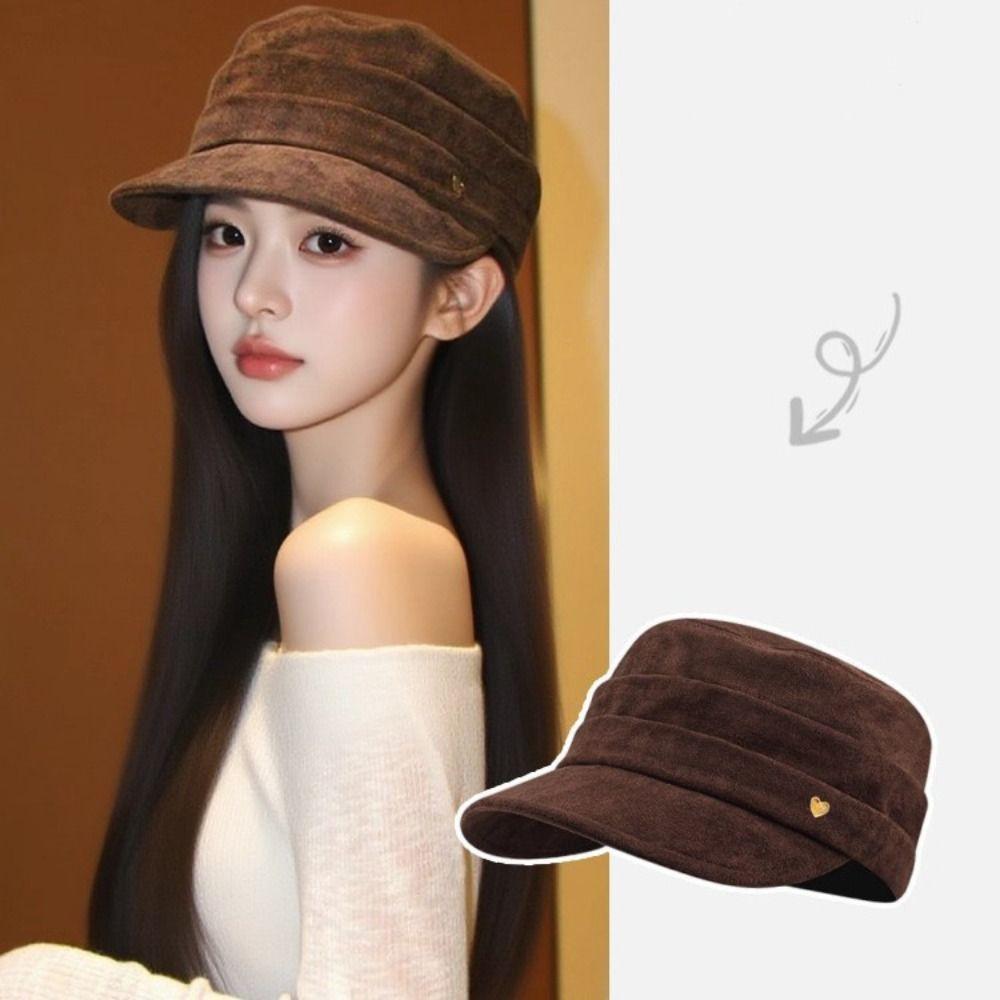 Korean Style Flat Cap Chamois Retro Painter Hat Personality Suede Equestrian Hat Outdoor