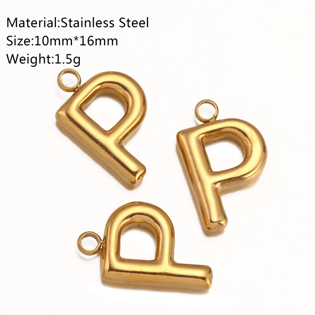 3Pcs Initial Charms 3D Stainless Steel English Letter Pendant 18K Gold Color PVD Plated Bubble Alphabet Charm DIY Jewelry Making