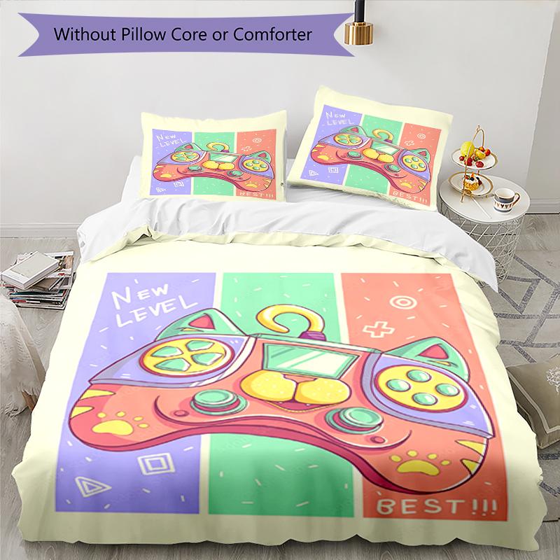 3pcs Game Controller Bedding Set Duvet Cover Closure Includes 1 Duvet Cover & 2 Pillowcases, Soft and Comfortable for All Seasons.
