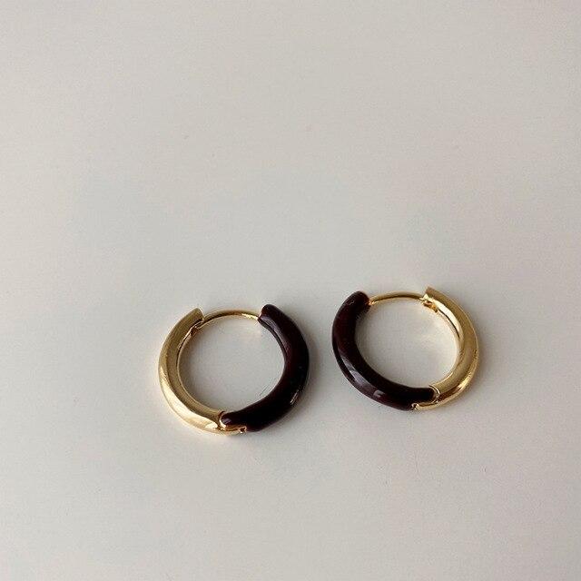 

Модные простые зеленые черные коричневые круглые металлические серьги-кольца в новом корейском стиле Brincos Jewelry коричневый