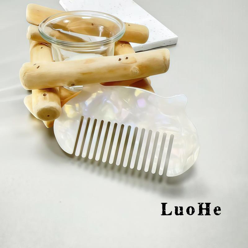 Colorful Cat Ear Portable Hairbrush for Girls - Simple Acetate Comb
