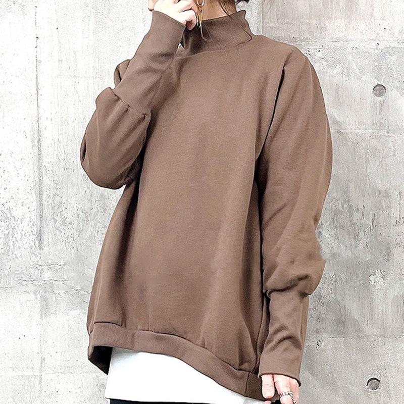 Autumn Winter New Style Fleece Lined Thickened Fashion Loose Slim Fit Half Turtleneck Long Sleeve Inner Wear Top For Women
