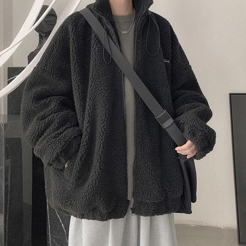 Lamb's Fleece Jacket Pánské modely Podzimní a Zimní korejská verze Volné Hezké Pánské Zimní Plus Silná Bunda