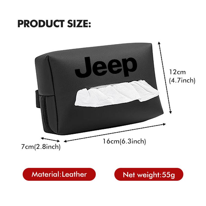 Car Logo Tissue Bag Case Leather Paper Towel Storage Box For Jeep Grand Cherokee Wrangler JK Renegade Gladiator Compass AJW1