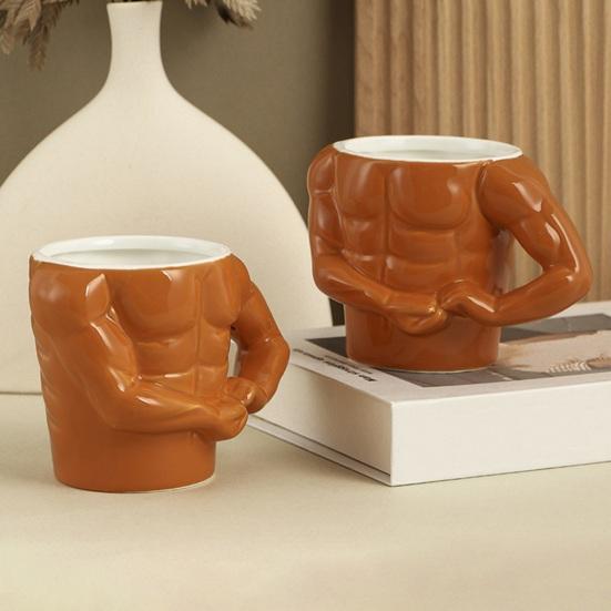 Funny Coffee Mug Novelty Muscle Man Shaped Mug Novelty Ceramic Cup with