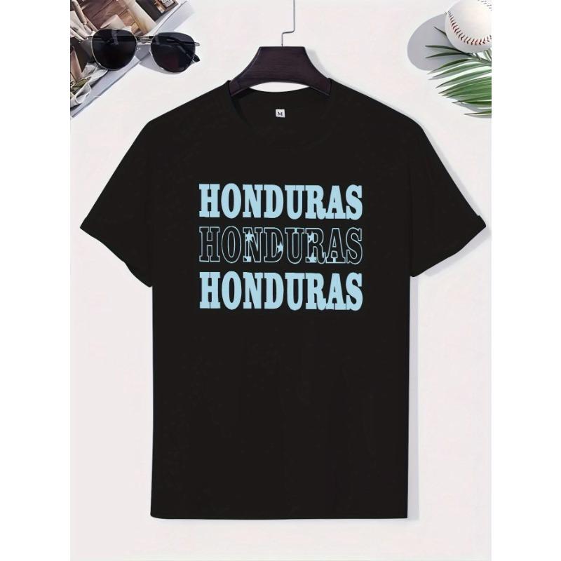European Size Honduras Trendy Print Men's Short-Sleeved T-Shirt, Casual Summer Round Neck, Fashion Style Top