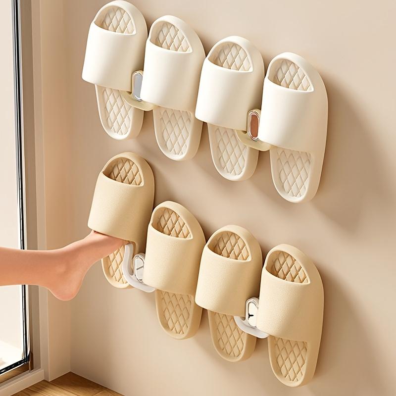 1pc Driller Free Easy Mounting Wall-mounted Slipper Rack - Thick Steel Bathroom Shoe and Towel Storage Rack, Practical Hooks