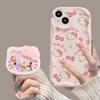 Cartoon Pink Hello Kitty Bracket Casing For Motorola MOTO Edge 50 Fusion Ultra Pro G84 G75 G60 G53 G52 G35 G05 G34 G30 5G Case