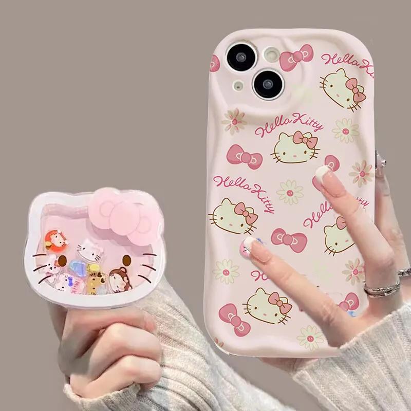 Cartoon Pink Hello Kitty Bracket Casing For Motorola MOTO Edge 50 Fusion Ultra Pro G84 G75 G60 G53 G52 G35 G05 G34 G30 5G Case