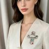 Custom Rhinestone Metal Cross & Lips Brooch - Vintage Style for Women