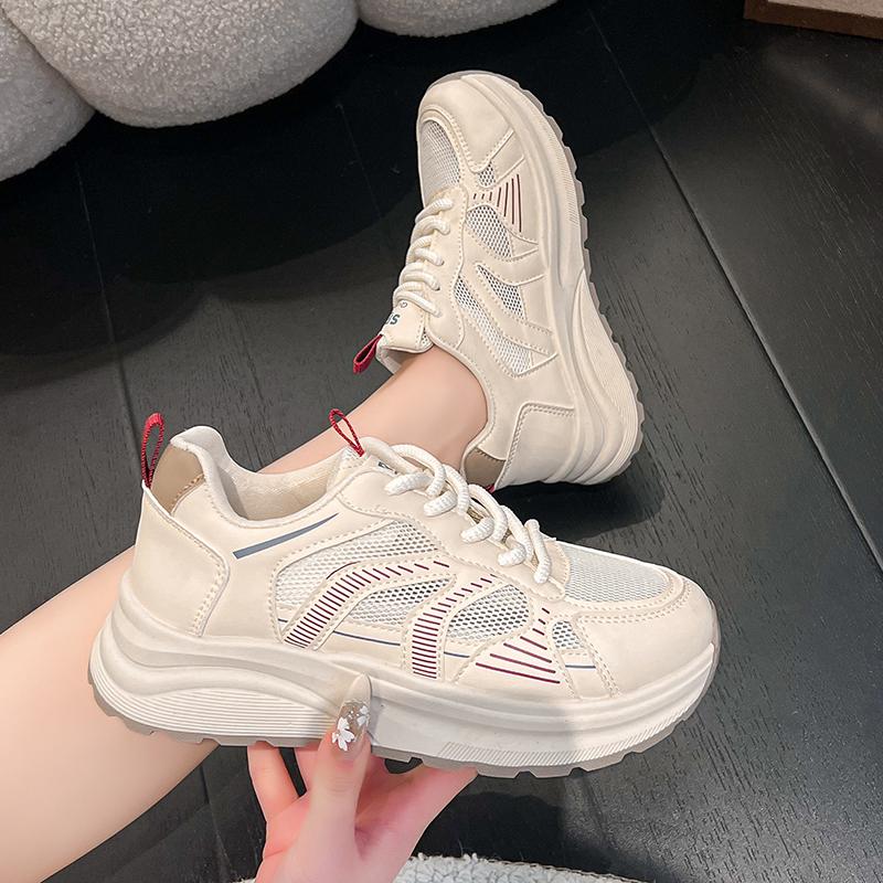 

Female Chunky Sneakers for Women Platform Summer Mesh White Casual Dad Lace Up Shoes Comfortable Ladies Walking Sports Tennis 41 вина червоного кольору