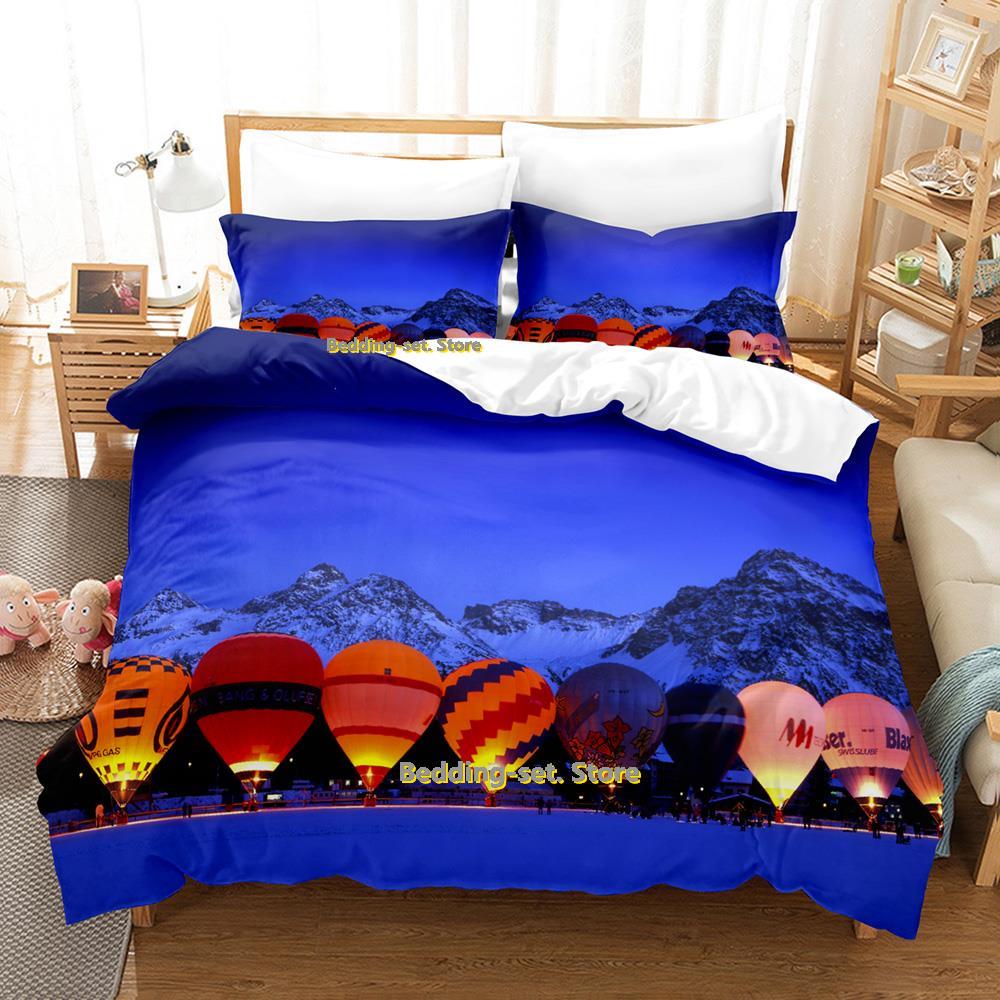 Comforter Air Balloon Bedding Set Single Twin Full Queen King Size Bed Set Adult Kid Bedroom Three-Piece Suits 3D Anime Bed Sheet
