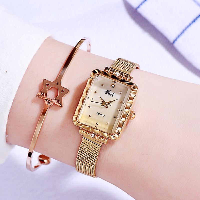 Fashion Mesh Belt Women'S Watch Square High-End Fritillary Watch Waterproof Quartz Women'S Watch
