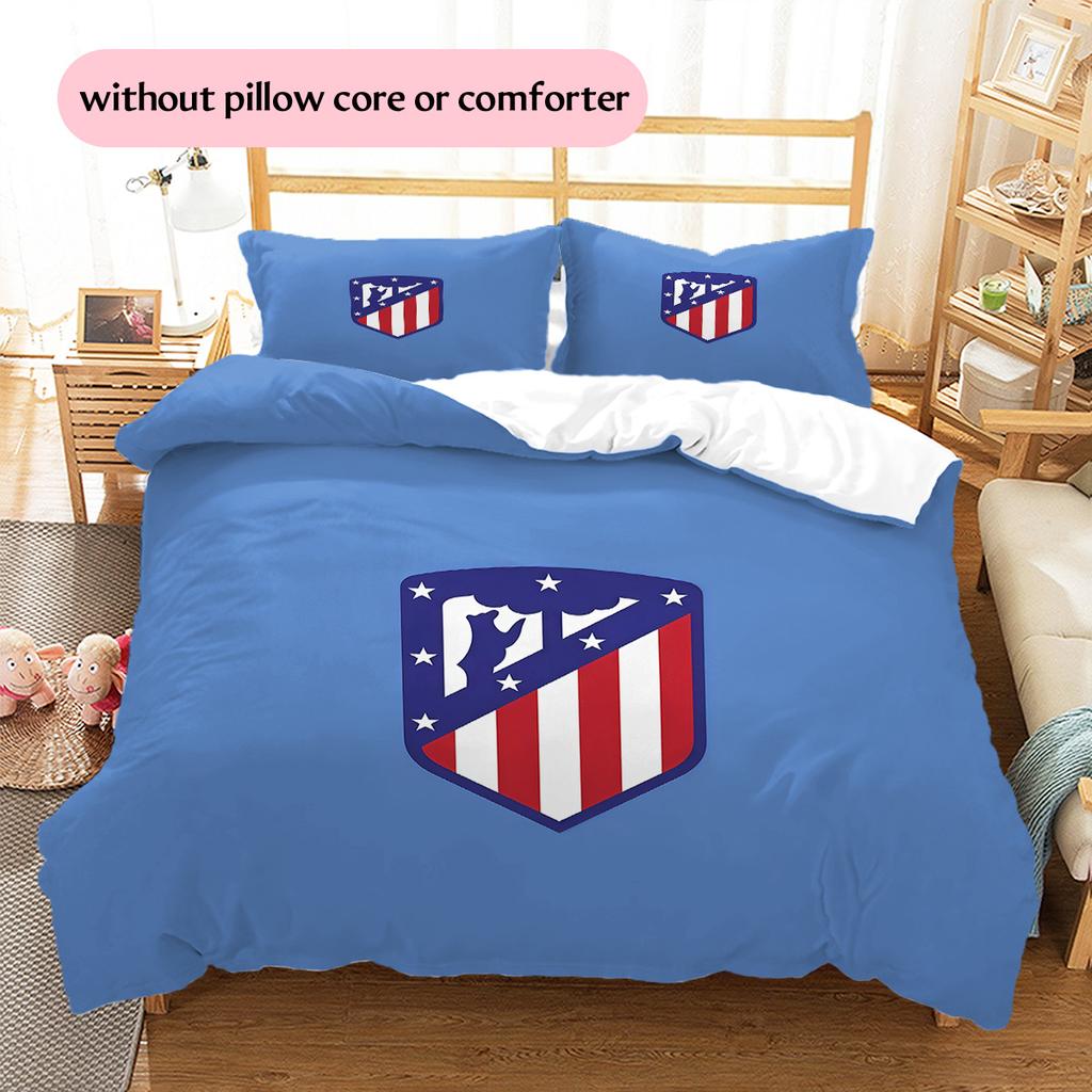 Atlético de Madrid Rašto Patalynės Antklodžių Rinkinys Namų Dekoras Dovana (1 * antklodės užvalkalas + 2 * pagalvės užvalkalai be šerdies)