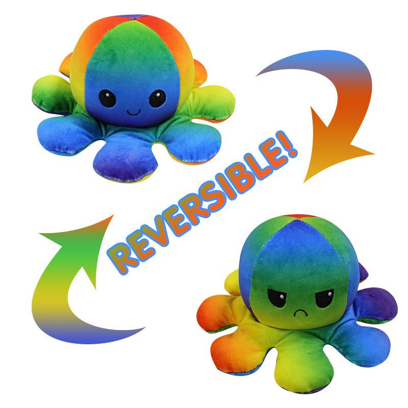 Reversible Flip Stuffed Octopus Plush  Doll Soft Simulation Reversible Plush Toy Double-sided Color