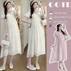 2026 Summer Sweet Puff Sleeve Maternity Dress - Slimming, Loose, and Belly Covering