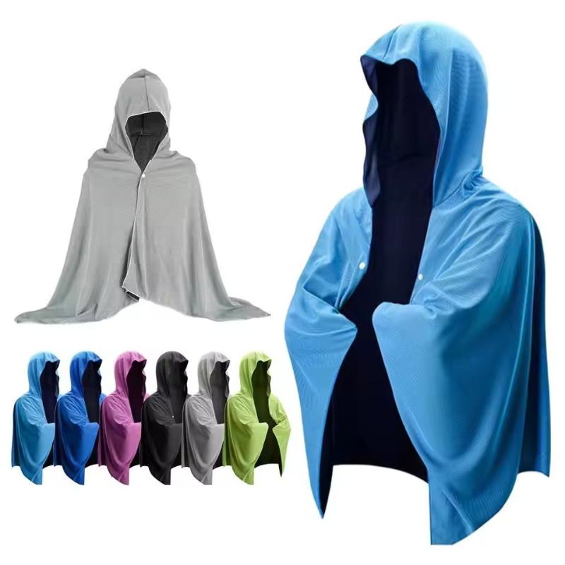 Ice Cool Beach Poncho Cover Up, Quick Dry Super Absorbent Oversized Hooded Towel Wrap For Swimming Beach Pool Travel