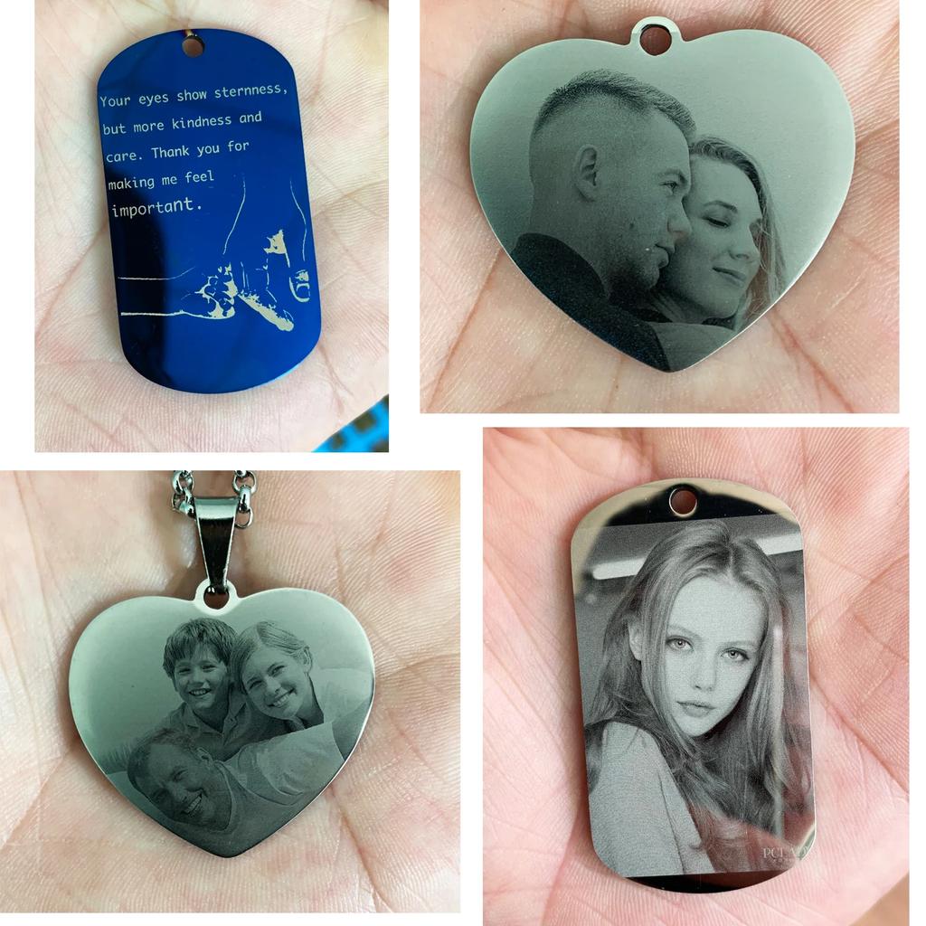 Custom Pictures Photo Necklace for Women Stainless Steel Engrave Family Plate Neck Pendant Dog ID Tag Gifts Punk Rock