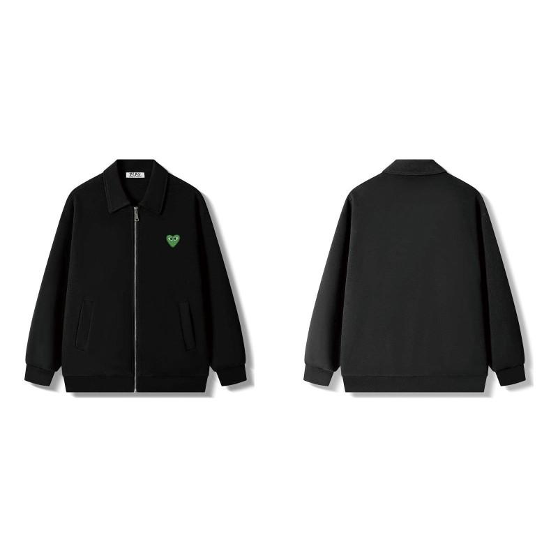 Comme Des Garcons PLAY Classic Green Heart Hoodie Mens Loose Fit Zip Cardigan Wear
