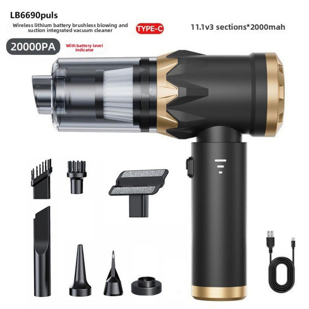 Aspirator auto portabil multifuncțional wireless de mare putere - Încărcare USB, Colector de praf cu aer comprimat, Uscător de păr