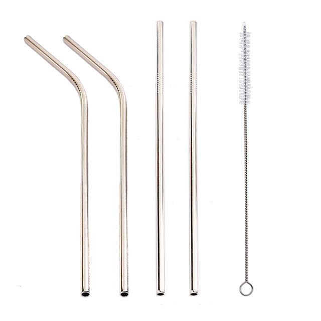 Colorful Stainless Steel Drinking Straws Straight and Bent Reusable Filter With Brush DIY Tea Coffee Tools Party Bar Accessories