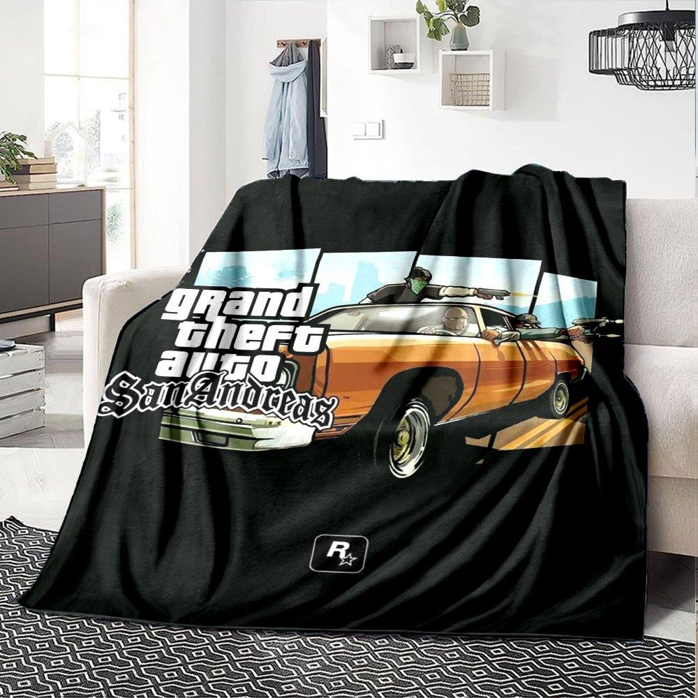 1pc Grand Theft Auto Soft Flannel Blanket with Designer Print A Cozy Blanket for All Seasons, Perfect for the Couch, Bed, Office