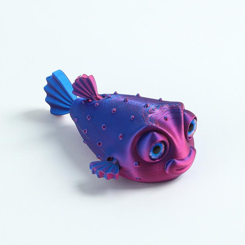 Simulation Of Marine Animals New 3D Printing Cute Puffer Fish Toys Joints Movable Simulation Eyes Kids Toy Gifts Home Decoration